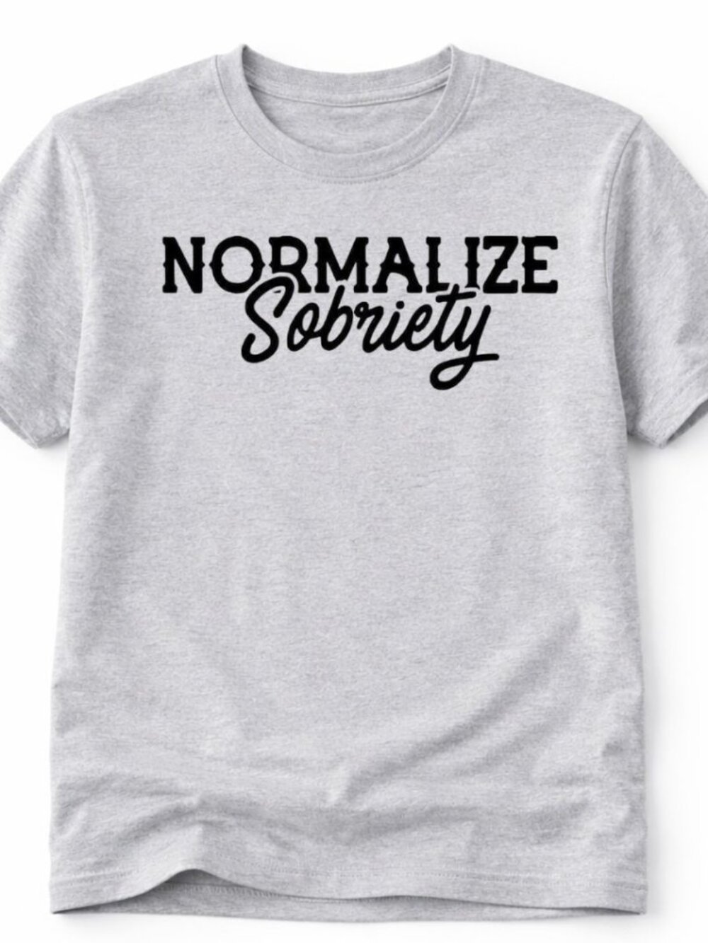 Normalize Sobriety Graphic Shirt Trendy Boutique Style Tee Womens Gray Tops